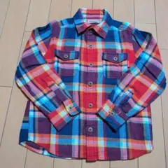 miki HOUSE チェック柄 長袖シャツ 綿 120cm