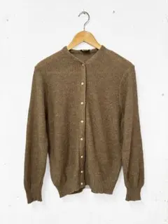 1970sイタリアvintageモヘアカーディガン　可愛カフェカラー美used