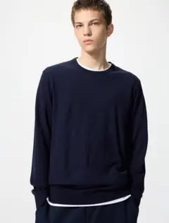 UNIQLO ユニクロ メリノクルーネックセーター ネイビー