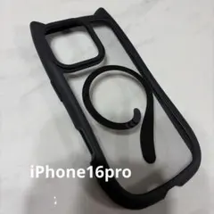 iFace風、猫耳デザイン iPhone16pro用ケース ブラック