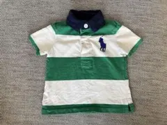ポロラルフローレン ポロシャツ キッズ 半袖 80/ グリーン×ホワイト