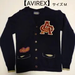 AVIREX カーディガン M ネイビー ワッペン ロゴ Vネックのサムネイル