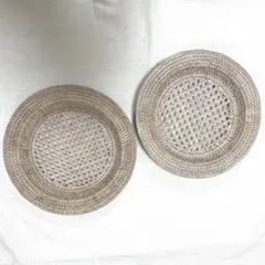 フランフラン シャビーシック ラタン プレート 2枚