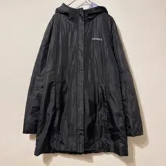 アディダス ナイロンロングコート フード付 オーバーサイズ 黒 XL 