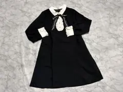 メゾピアノ ジュニア 襟付き リボン フォーマル ワンピース 140