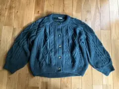 中古 ジーユー レディース ケーブルコクーンカーディガン ニット グリーン L