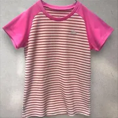 adidas アディダス　ボーダーTシャツ　UVケア　ピンク　スポーツ