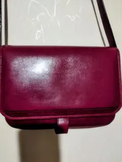 LANCELバーガンディ レザー ショルダーバッグ
