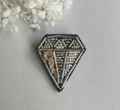 きらきらダイヤモンド 宝石のビーズ刺繍ブローチ【67】