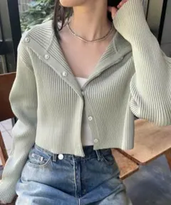 完売商品✴︎新品未使用｜mystic ハイネックショートカーディガン　グリーン