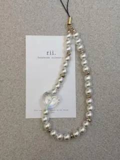 1016 大人気♪ ビーズストラップ　スマホストラップ　ハート　パール　推し活