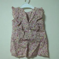 花柄フリル付きシャツ