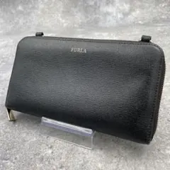 【美品】FULRA フルラ　長財布　黒　ブラック　レザー　ラウンドファスナーのサムネイル