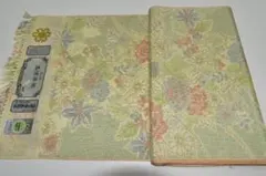 未使用品 美品 正絹紬 名匠平織 反物 伝統工芸創作品 多彩な草花 薄黄 証紙付