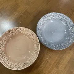 花と葉の彫刻デザイン皿セット