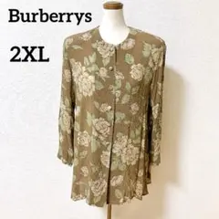 美品✨　バーバリーズ　15号　シルク100% 花柄　薔薇　ブラウス　シアー　3Lのサムネイル