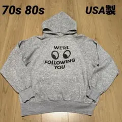 70s 80s USA製 vintageパーカー ビンテージ 短丈 グレーM相当