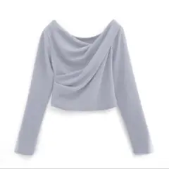 GRL ドレープカシュクールトップス　ブルー[dk1362]