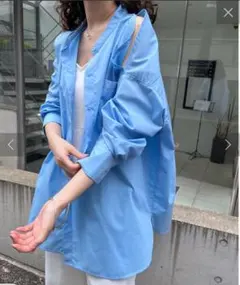 mystic ショルダースリットシャツ　肩あき　ブラウス　スタンドカラー