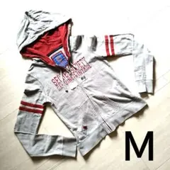 Ｍ　グレー　アウター　ジップアップ　フード付き　パーカー　長袖