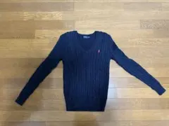 Polo Ralph Lauren ネイビー Vネック ケーブルニット