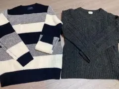 【未使用】NANO UNIVERSE ボーダー柄ニットとリブニットセット
