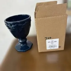 ネイビー陶器製台付き花瓶