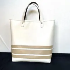 ハンドメイド　オフホワイト中型トートバッグ