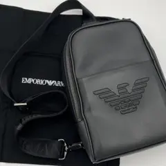 エンポリオアルマーニ デカロゴエンボス加工 イーグル ボディバッグ PVC 黒のサムネイル