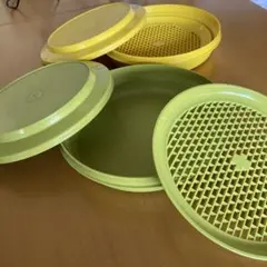 Tupperware 昭和レトロ　蓋付き水切りトレイ 2個セット　日本製のサムネイル