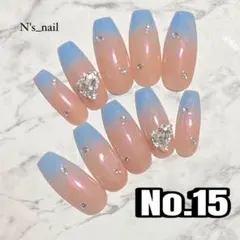 ブルー ストーン 韓国 ワンホンネイル ハート 現品 オーダー