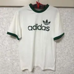 adidas Originals ロゴ リンガーTシャツ Ｓ ホワイト グリーン