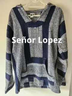 Señor Lopez フード付きパーカー ネイビーとホワイト