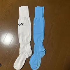 YONEX サッカー ストッキング ソックス 2足セット ホワイト ブルーのサムネイル