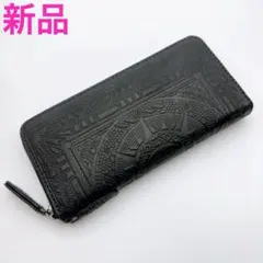 NOMADOI アラバマ ラウンド長財布 黒×紺 新品 レザーバンダナエンボス