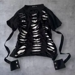 00s y2k HELLCATPUNKS ダメージカットソー　アームカフス付 黒のサムネイル