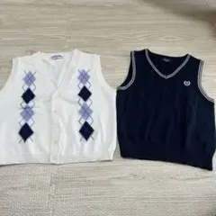 marie claire アーガイル柄ベスト コムサイズム濃紺ベスト120cm