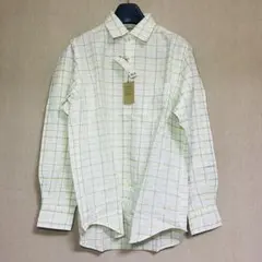 新品　UNIQLO ユニクロ　リネンコットン　チェックシャツ　グリーン