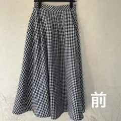ギンガムチェック フレアロングスカート フリーサイズ レディース