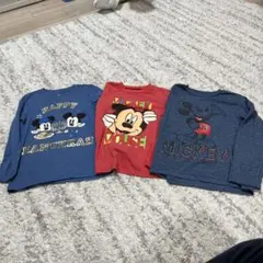 ミッキーマウス 長袖カットソー 120cm 3枚売り