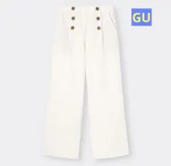 タグ付き新品♪GU♪ デニムマリンワイドパンツRS+E♪白♪生成♪M