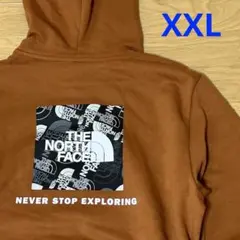 ノースフェイス ボックスロゴパーカー プルパーカー赤茶色XXLサイズ新品タグ付