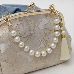 ハンドバッグ がま口 和装 フォーマル パール ゴールド 刺繍 結婚式 ポーチ