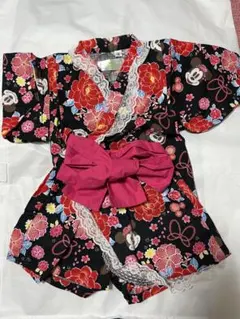 ディズニー　ミニー　花柄甚平 80cm
