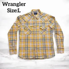 Wrangler チェック L ウェスタンシャツ イエロー 黄 長袖 アメカジ