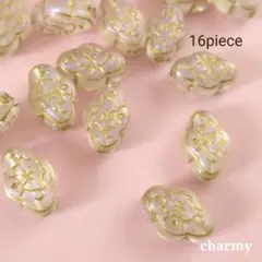 【E002】変形ビーズ / 虹色パールカラー / アンテーク / 16個