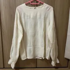 SHEIN Dazy シャーリングブラウス 長袖 キャンディスリーブ アイボリー