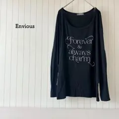 プリントカットソー ロンT 黒 シンプル インナー 定番 ザラ エンヴィアス