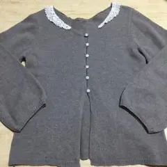 ウール80⭐️サマンサモスモスSM2刺繍レース襟ぽあん袖カーディガン