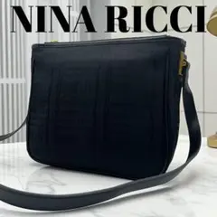 極美品✨NINA RICCI ショルダーバッグ　総柄　ブラック　ファスナー